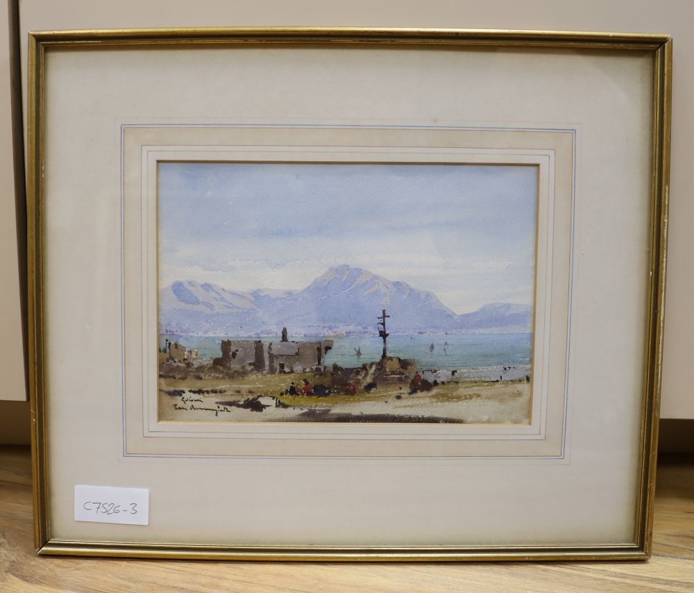 Conrad H.R. Carelli, watercolour, Italian lake scene, 17 x 25cm